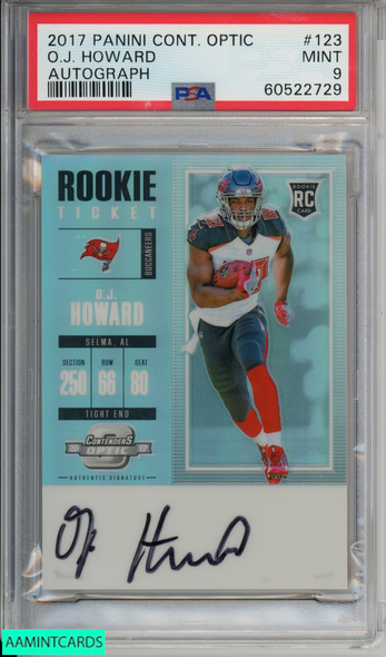 2017 PANINI CONTENDERS OPTIC OJ HOWARD #123 AUTOGRAPH ROOKIE BUCS RC PSA 9 MINT 60522729